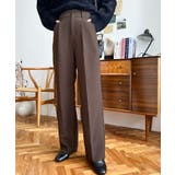 ブラウン | カットジョーゼットセンタープレスストレートスラックスパンツ | moment+