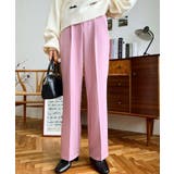 スモークピンク | カットジョーゼットセンタープレスストレートスラックスパンツ | moment+
