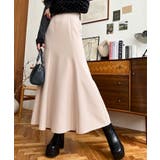 グレイッシュベージュ | カットジョーゼットマーメイドフレアスカート | moment+