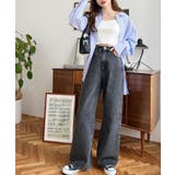 デニム＆ツイルハイウェストストレートパンツ | moment+ | 詳細画像19 