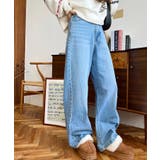 デニム＆ツイルハイウェストストレートパンツ | moment+ | 詳細画像42 