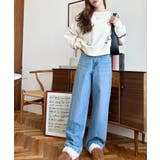 デニム&ツイルハイウェストストレートパンツ | moment+ | 詳細画像45