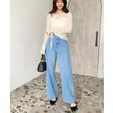 デニム＆ツイルハイウェストストレートパンツ | moment+ | 詳細画像56 