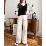 デニム&ツイルハイウェストストレートパンツ | moment+ | 詳細画像60