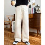 アイボリー | デニム＆ツイルハイウェストストレートパンツ | moment+