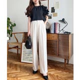 カットジョーゼットセンタープレスハイウエストツータックセミワイドスラックスパンツ | moment+ | 詳細画像10 