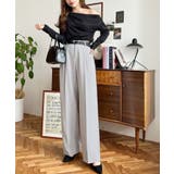 カットジョーゼットセンタープレスハイウエストツータックセミワイドスラックスパンツ | moment+ | 詳細画像13 