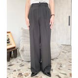 カットジョーゼットセンタープレスハイウエストツータックセミワイドスラックスパンツ | moment+ | 詳細画像33 