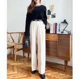 カットジョーゼットセンタープレスハイウエストツータックセミワイドスラックスパンツ | moment+ | 詳細画像4 