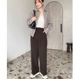 カットジョーゼットセンタープレスハイウエストツータックセミワイドスラックスパンツ | moment+ | 詳細画像44 