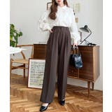 カットジョーゼットセンタープレスハイウエストツータックセミワイドスラックスパンツ | moment+ | 詳細画像49 