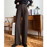 カットジョーゼットセンタープレスハイウエストツータックセミワイドスラックスパンツ | moment+ | 詳細画像52 