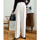 カットジョーゼットセンタープレスハイウエストツータックセミワイドスラックスパンツ | moment+ | 詳細画像6 