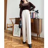 カットジョーゼットセンタープレスハイウエストツータックセミワイドスラックスパンツ | moment+ | 詳細画像7 