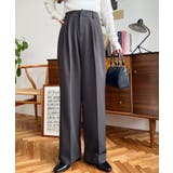 チャコールグレー | カットジョーゼットセンタープレスハイウエストツータックセミワイドスラックスパンツ | moment+