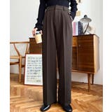 ブラウン | カットジョーゼットセンタープレスハイウエストツータックセミワイドスラックスパンツ | moment+