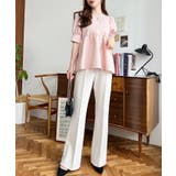 センタープレスフレアスラックスパンツ カットジョーゼット | moment+ | 詳細画像11 