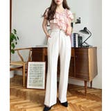 センタープレスフレアスラックスパンツ カットジョーゼット | moment+ | 詳細画像14 