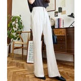 センタープレスフレアスラックスパンツ カットジョーゼット | moment+ | 詳細画像2 