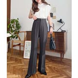 センタープレスフレアスラックスパンツ カットジョーゼット | moment+ | 詳細画像24 