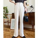 センタープレスフレアスラックスパンツ カットジョーゼット | moment+ | 詳細画像3 