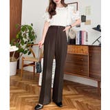 センタープレスフレアスラックスパンツ カットジョーゼット | moment+ | 詳細画像36 