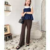 センタープレスフレアスラックスパンツ カットジョーゼット | moment+ | 詳細画像37 