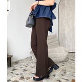 センタープレスフレアスラックスパンツ カットジョーゼット | moment+ | 詳細画像39 