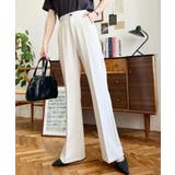 センタープレスフレアスラックスパンツ カットジョーゼット | moment+ | 詳細画像4 