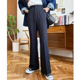 センタープレスフレアスラックスパンツ カットジョーゼット | moment+ | 詳細画像47 