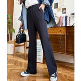 センタープレスフレアスラックスパンツ カットジョーゼット | moment+ | 詳細画像48 