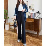 センタープレスフレアスラックスパンツ カットジョーゼット | moment+ | 詳細画像49 