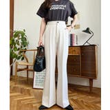 センタープレスフレアスラックスパンツ カットジョーゼット | moment+ | 詳細画像5 