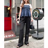 センタープレスフレアスラックスパンツ カットジョーゼット | moment+ | 詳細画像55 