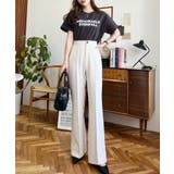 センタープレスフレアスラックスパンツ カットジョーゼット | moment+ | 詳細画像6 