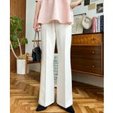 センタープレスフレアスラックスパンツ カットジョーゼット | moment+ | 詳細画像7 