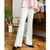 センタープレスフレアスラックスパンツ カットジョーゼット | moment+ | 詳細画像9 