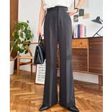 チャコールグレー | センタープレスフレアスラックスパンツ カットジョーゼット | moment+