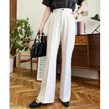 アイボリー | センタープレスフレアスラックスパンツ カットジョーゼット | moment+