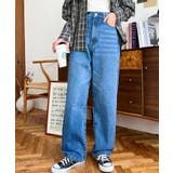 ブルー | デニム＆ツイルストレートパンツ | moment+