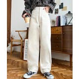 アイボリー | デニム＆ツイルストレートパンツ | moment+