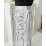 サテンフロントシャーリングリボンスカート | moment+ | 詳細画像19 