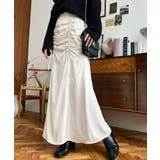 サテンフロントシャーリングリボンスカート | moment+ | 詳細画像2 