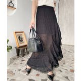 アシンメトリースリット入りフリルレースロングスカート | moment+ | 詳細画像14 