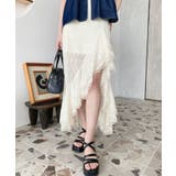 アシンメトリースリット入りフリルレースロングスカート | moment+ | 詳細画像19 