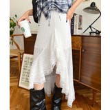 アシンメトリースリット入りフリルレースロングスカート | moment+ | 詳細画像3 