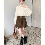 ベルト付きアシメヘムタックプリーツスエードミニスカート | moment+ | 詳細画像16 