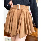 ベルト付きアシメヘムタックプリーツスエードミニスカート | moment+ | 詳細画像17 