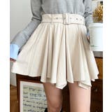 ベルト付きアシメヘムタックプリーツスエードミニスカート | moment+ | 詳細画像5 