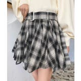 ベルト付きアシメヘムタックプリーツチェック柄ミニスカート | moment+ | 詳細画像10 